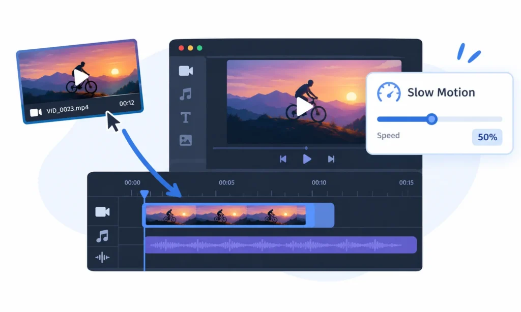 Applying a slow-down effect to an already recorded video clip