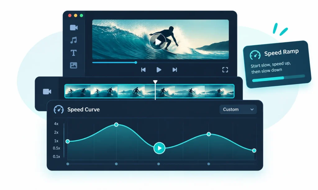 Curve speed tool used for advanced slow-motion ramping
