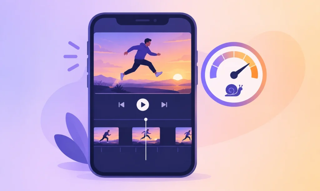 Illustration showing how to do slow mo on insta using the Reels speed tool
