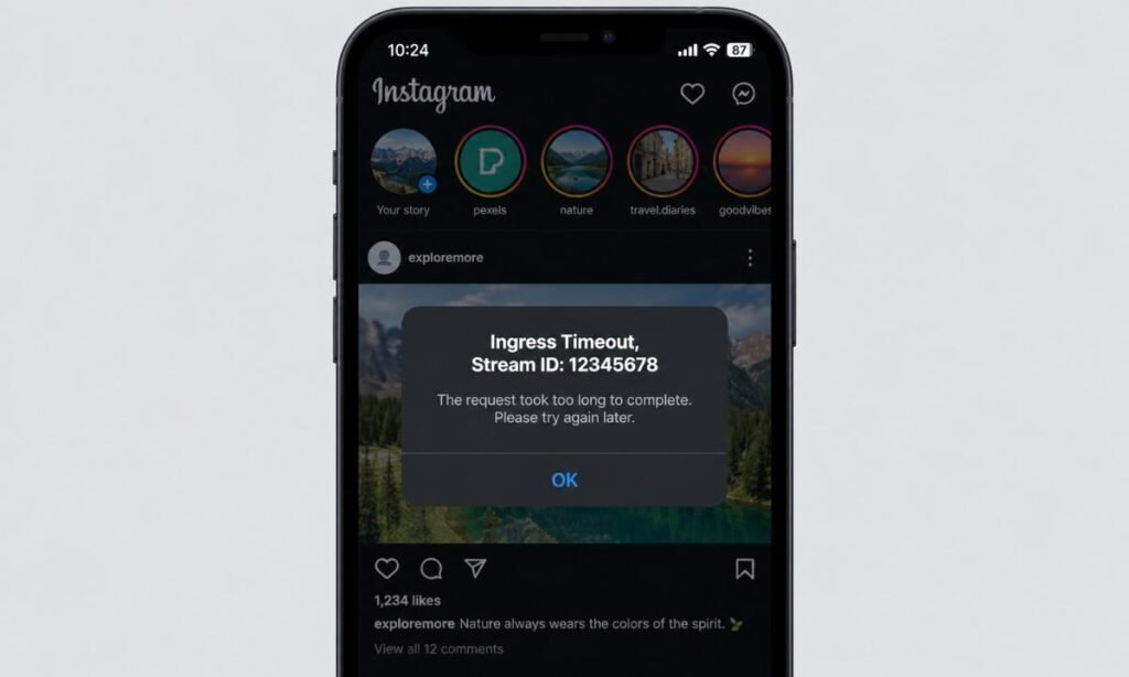 Instagram Ingress Timeout Stream ID error message example
